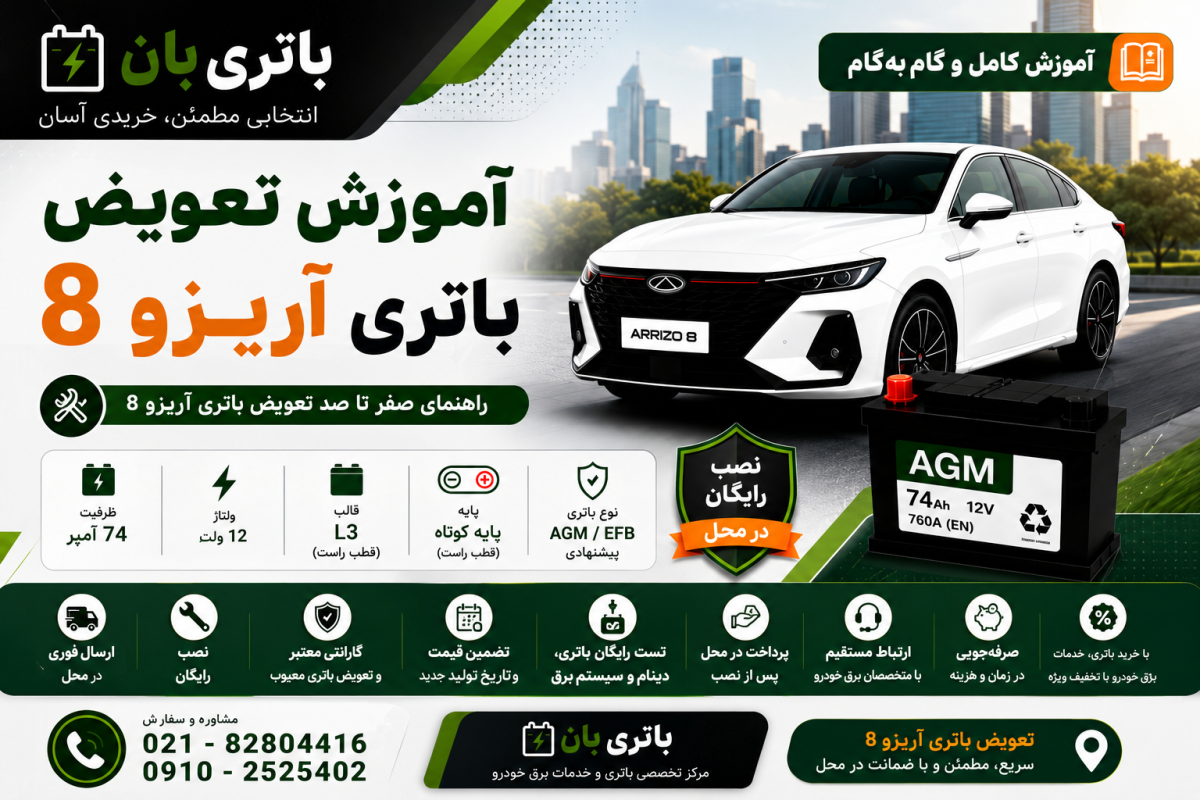 آموزش تعویض باتری آریزو 8