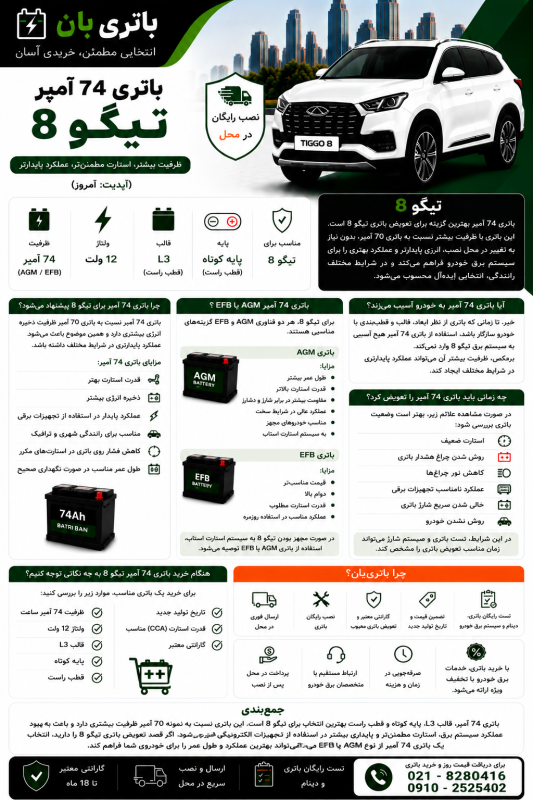 باتری 74 آمپر تیگو 8 1