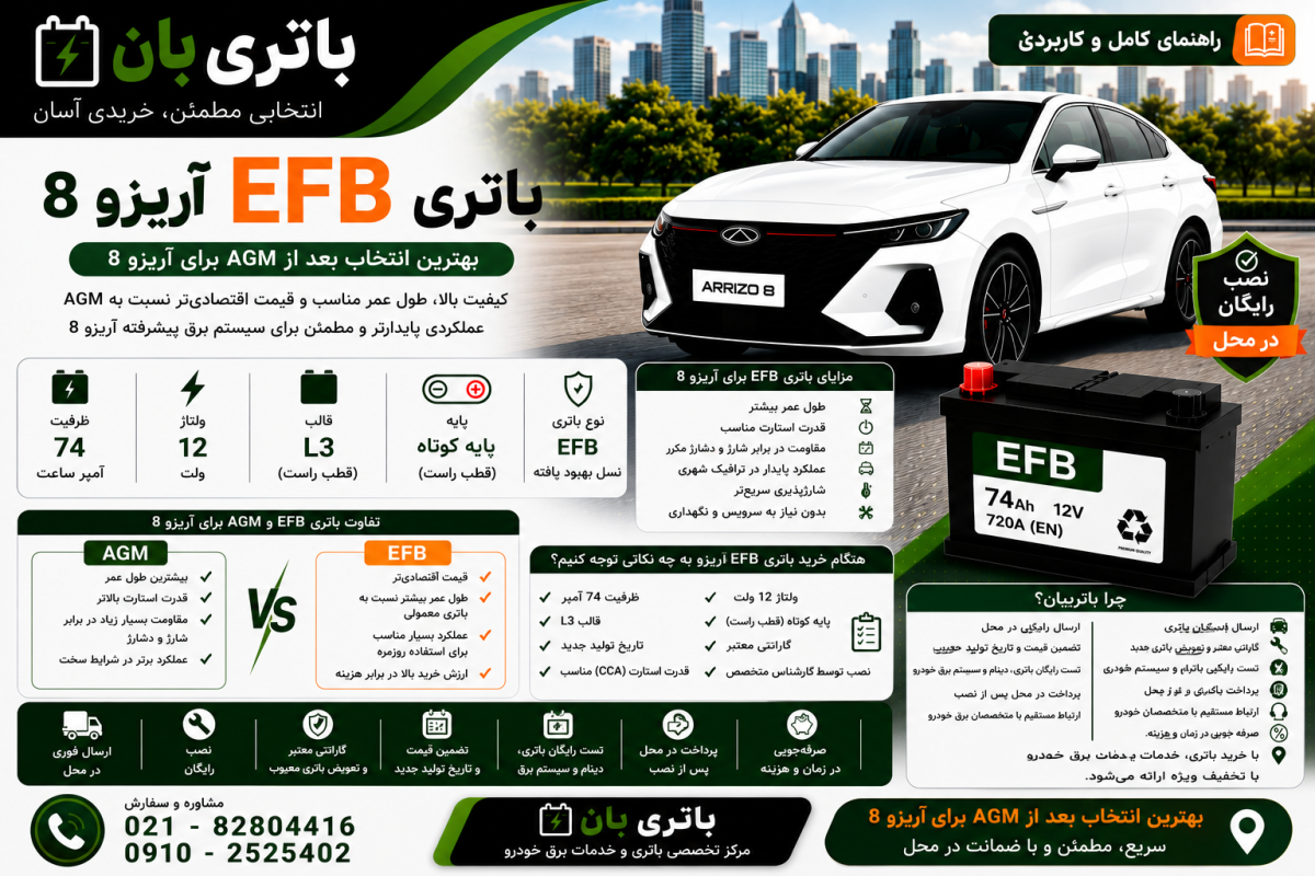 باتری efb آریزو 8