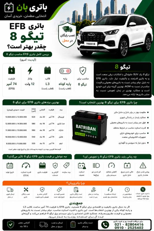 باتری efb تیگو8