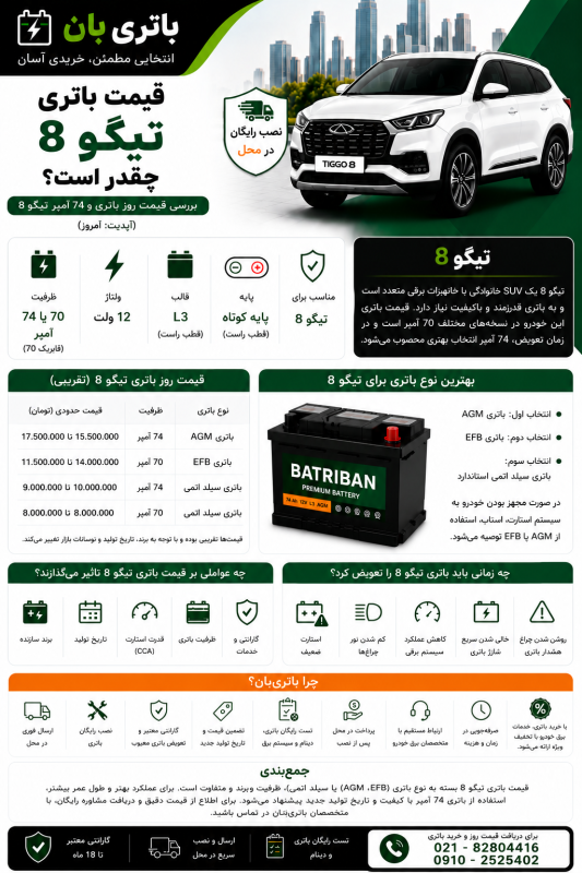 قیمت باتری تیگو 8 2 قیمت یاتری تیگو 8 چقدر است
